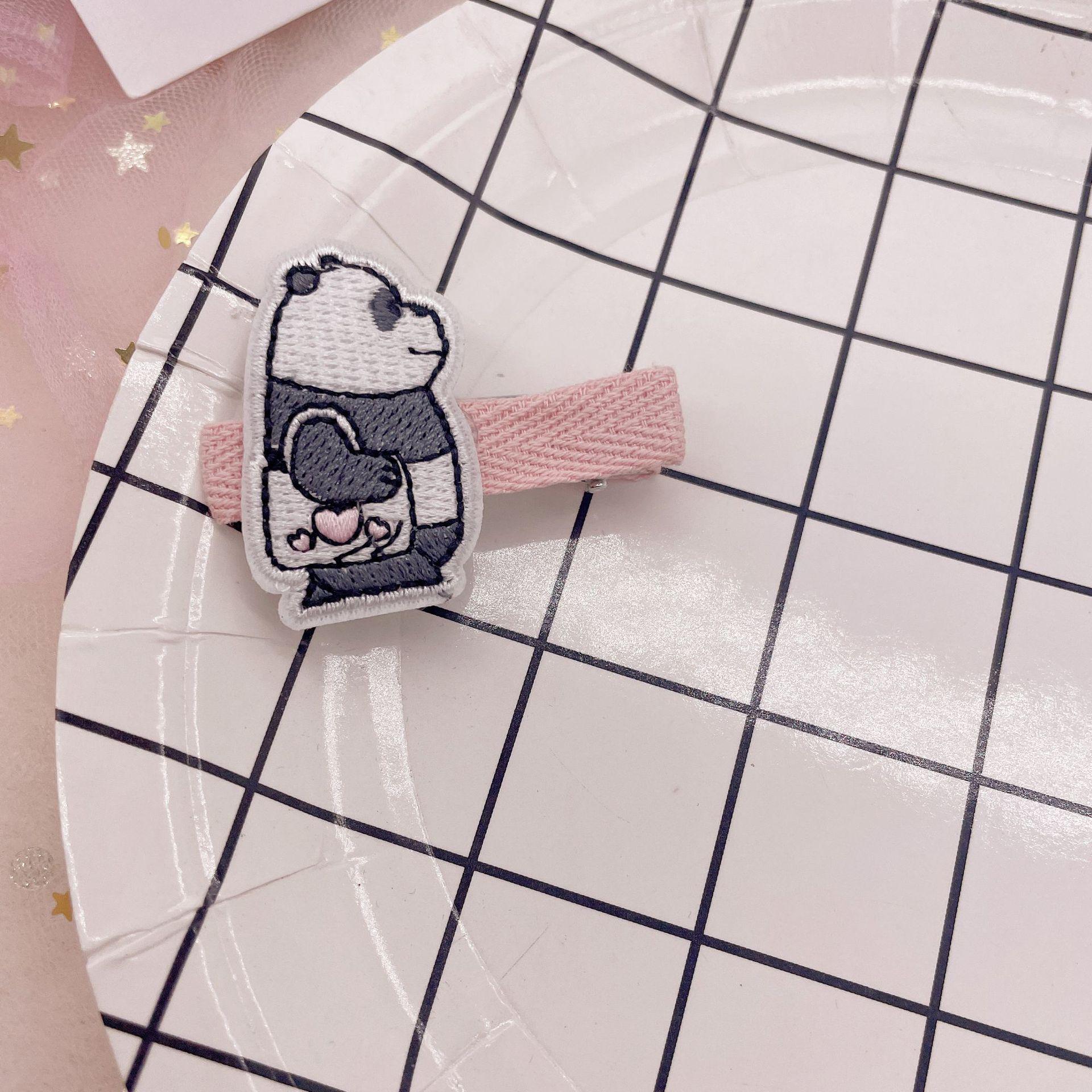 Adorable Cartoon Rabbit Hair Clips for Kids - Embroidered Bangs & Side Clips