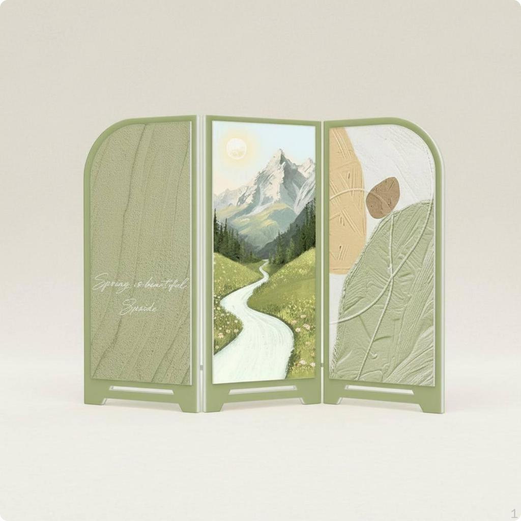 Folding Landscape Screen Fresh Style Desktop Decorative AsianInfluenced Design Triptych