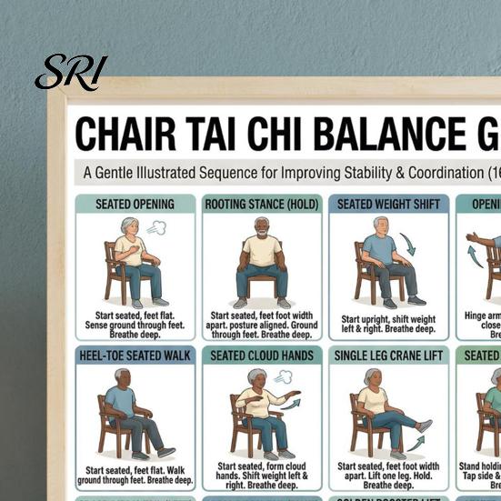 Stuhlübungen für Senioren 3er-Set Tai Chi Übungsposter Set Sitzendes Training Heim-Fitnessplan Geringe Belastung Gleichgewicht Krafttraining Anleitung Senior