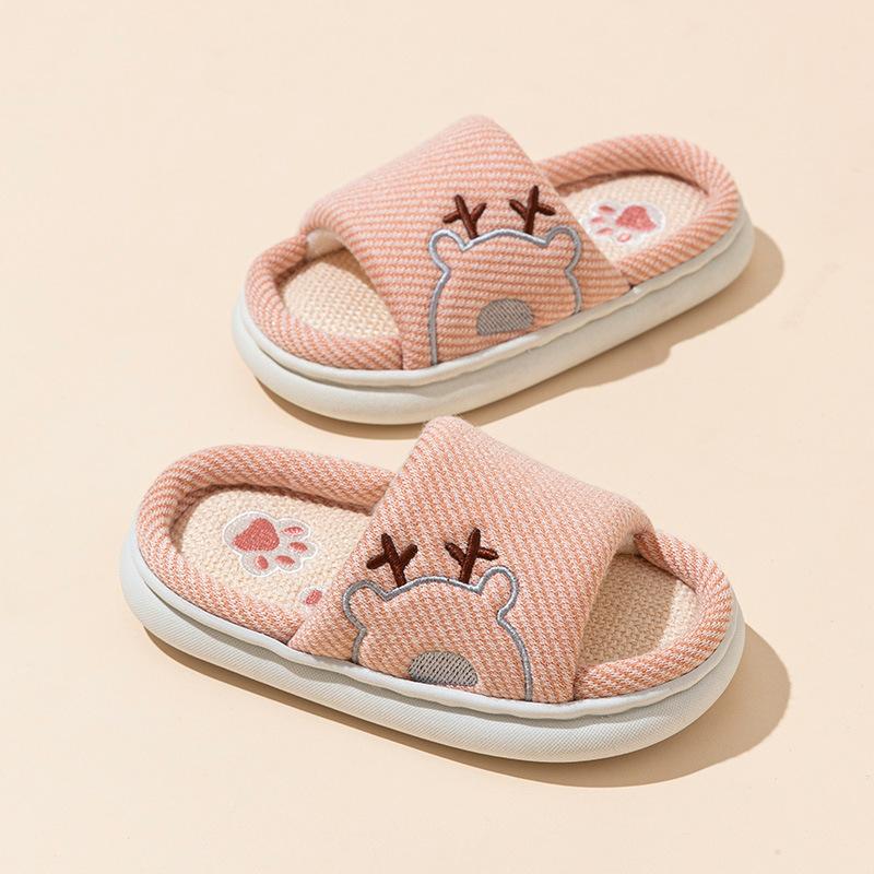 Children's linen Girls Boys Spring Autumn Summer Non-slip Cloth Bottom Home Household Indoor Baby Shoes Parent-child Adult