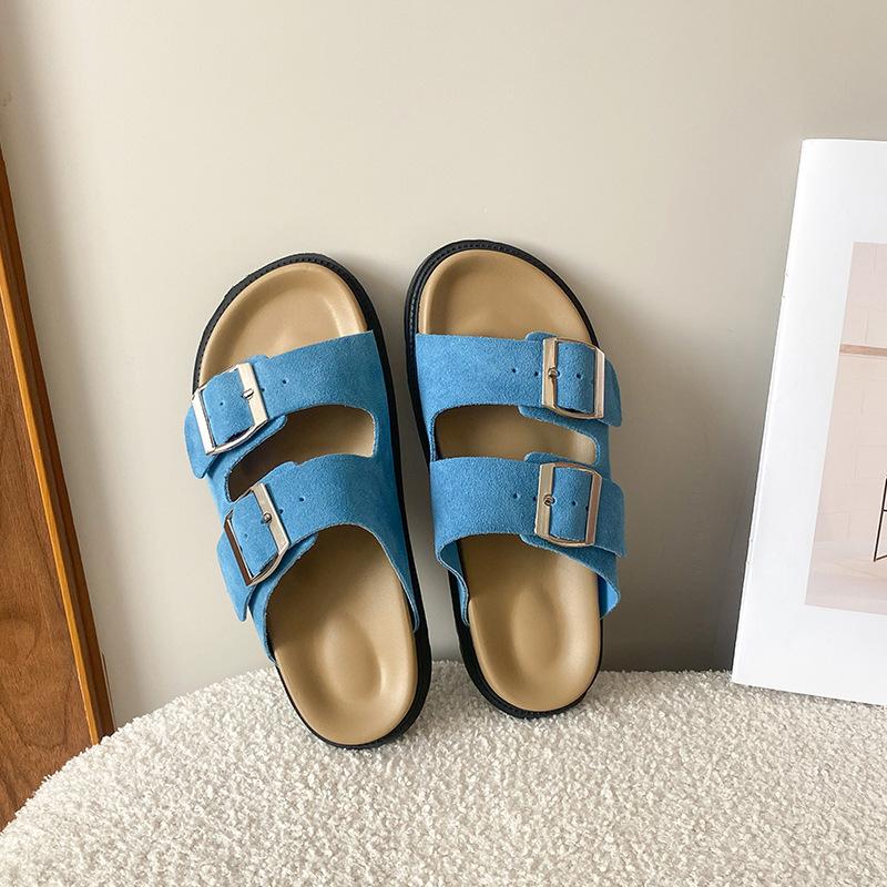 

Soft bottom is not tired of feet Boken sandals 2025 spring and summer new lazy one-pedal double buckle with thick-soled Boken half slippers 35 синий