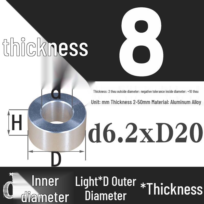Außen-Ø 20mm Aluminiumlegierung Flache Unterlegscheibe Abstandshalter mit M6/M8/M10/M12 Innenloch - Metallwellenbuchse Isoliersäule.