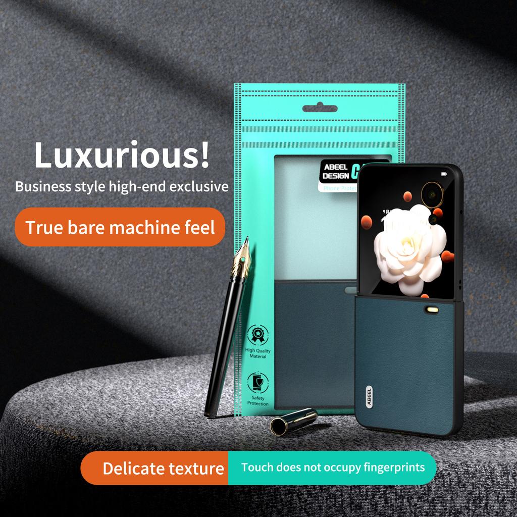 Für Honor Magic V Flip 5G Hülle Echtes Rindsleder Hart-PC Handyhülle