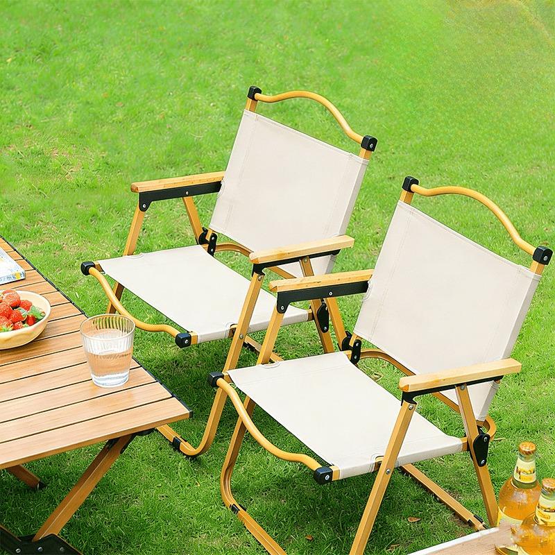 Folding Outdoor Chair with Armrests, Lightweight Portable Camping Chair for Travel, Picnic & Patio