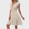 Spring/Summer 2025 French Holiday Lace Hollow V-Neck Dress - Floral Cut A-Line Skirt for Women