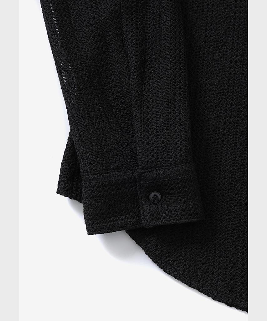NOIRER FOR WOMAN Cotton Crochet Slim Shirt (Black)