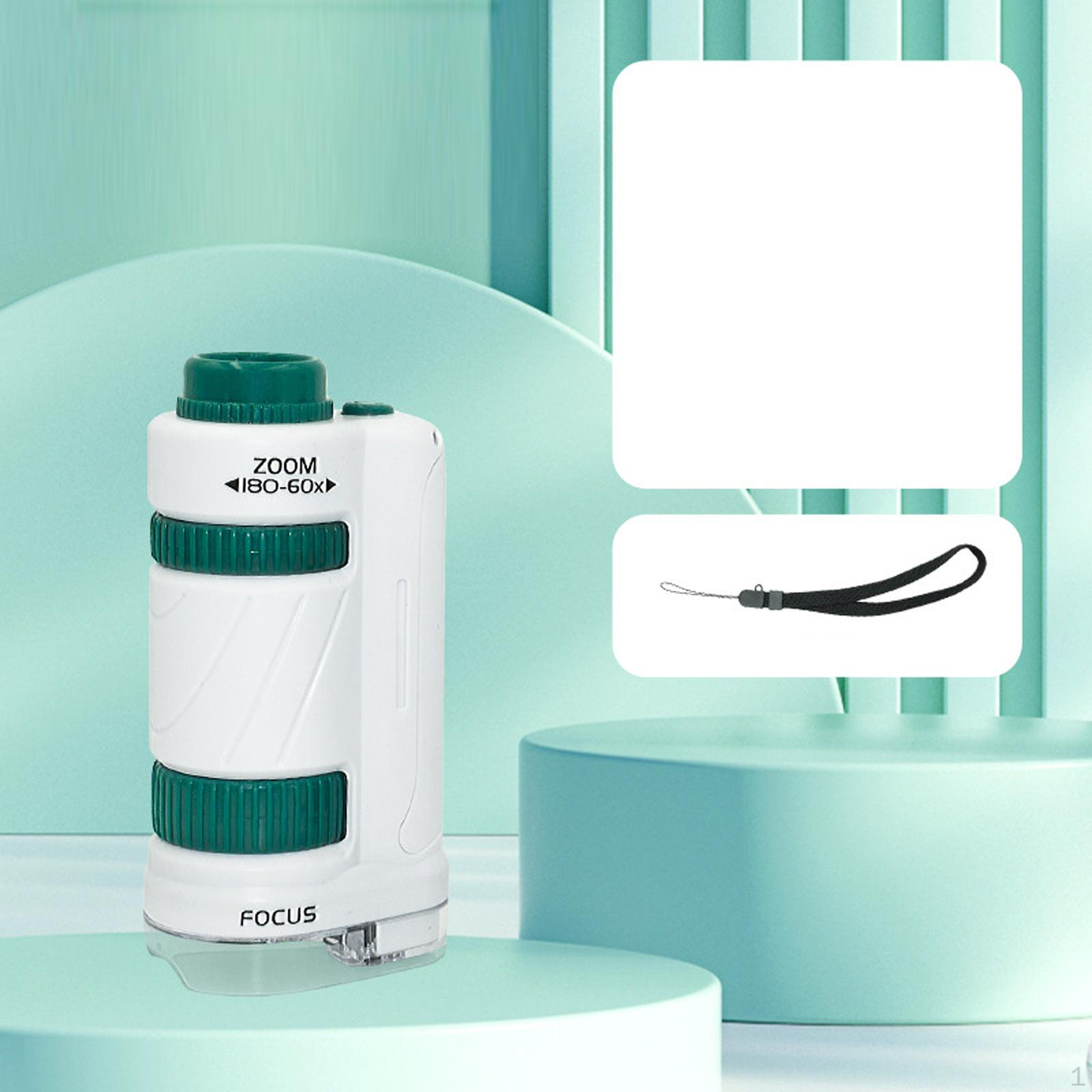 

Портативный карманный микроскоп высокой четкости 60-180x для образовательных целей зелёный