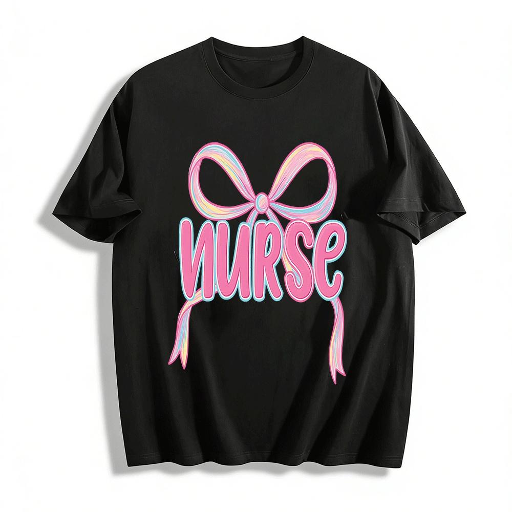 

Coquette Bow Nurse Graphic Casual Top For Healthcare Workers Pure cotton T-shirt XXS