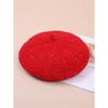 Glitter beret women's autumn and winter woolen hat with fleece winter knitted hat solid color women's hat