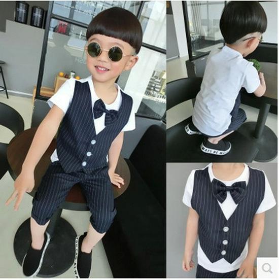 2024 Summer Boys' Formal Two-Piece Set: Sweatshirt and Faux Vest Combo