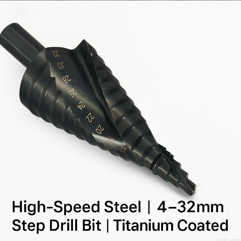 1pcs 4-32mm Spiral Cone Bit Triangle Shank Metal Wood Drilling Reamer High Speed Steel DIY Tool HSS Cobalt Step Drill Bit