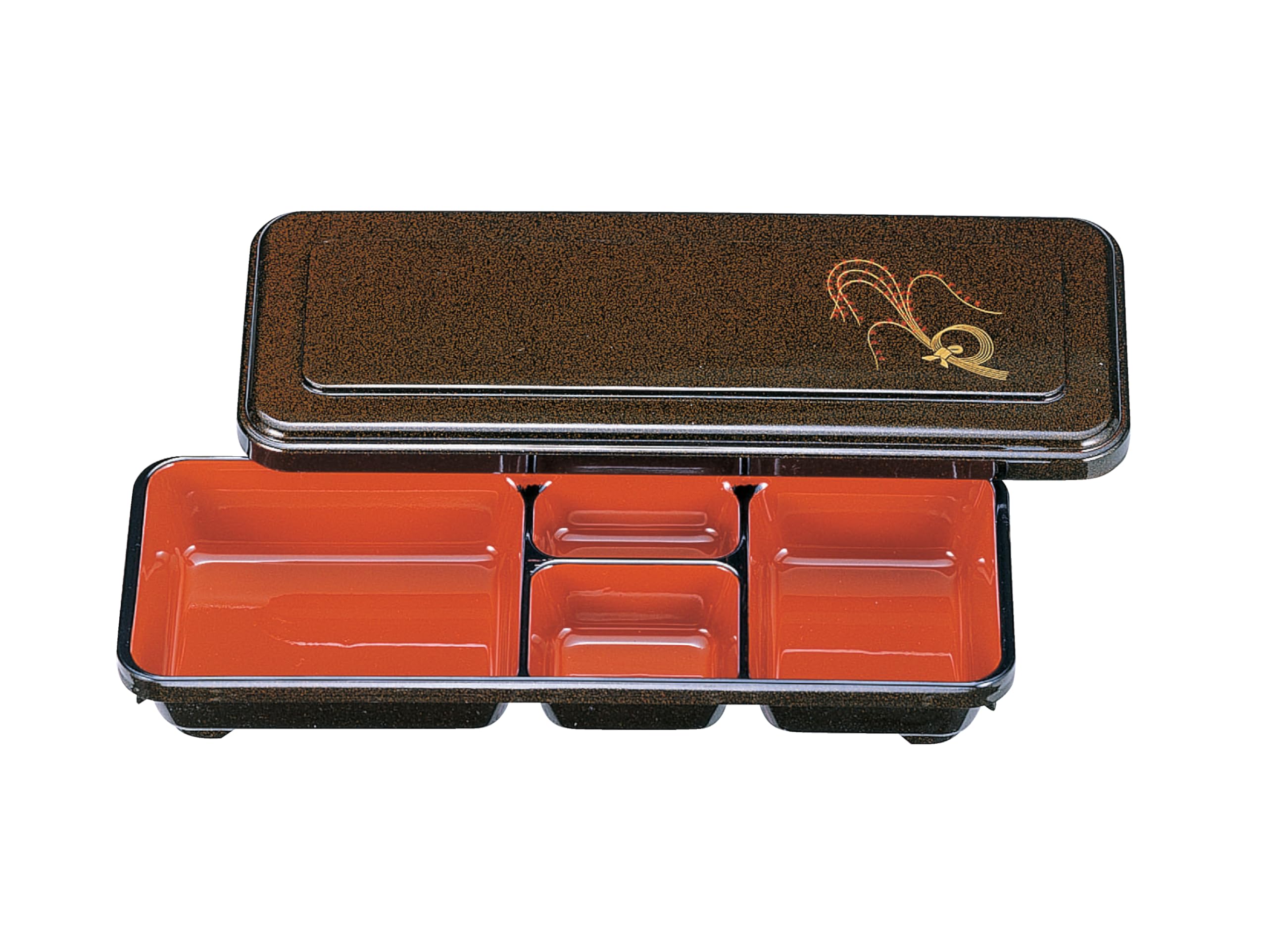 Wakaizumi Lacquerware Long Bento Brown Pearl Rice F-177 Box, F-1-10