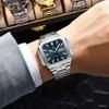 POEDAGAR Square Fashion Man Wristwatch Waterproof Luminous Date Week Quartz Men's Watches Stainless Steel Luxury Men Watch Reloj