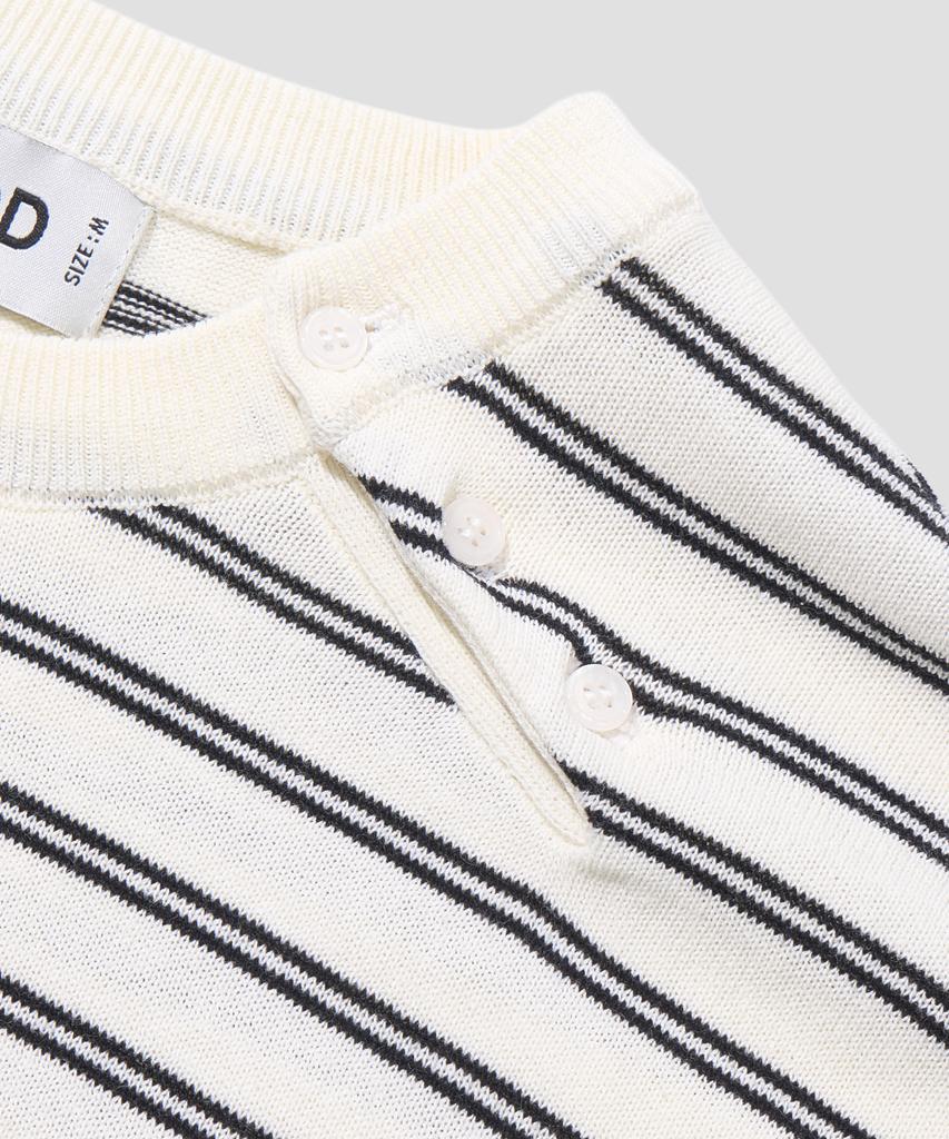 AGOD Side Button Henley Neck Striped Half Knit [Ivory]