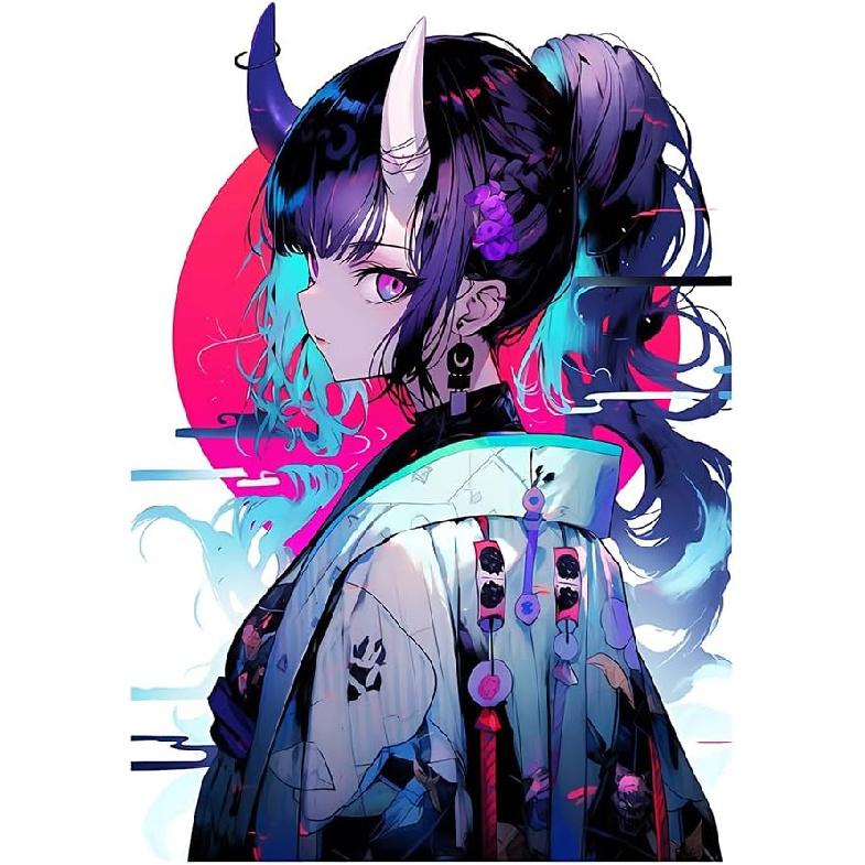 

EARLFAMILY 5.1 Japanese Demoness Samurai Anime Car Sticker Bumper Trunk Window Vinyl Car Decals Waterproof