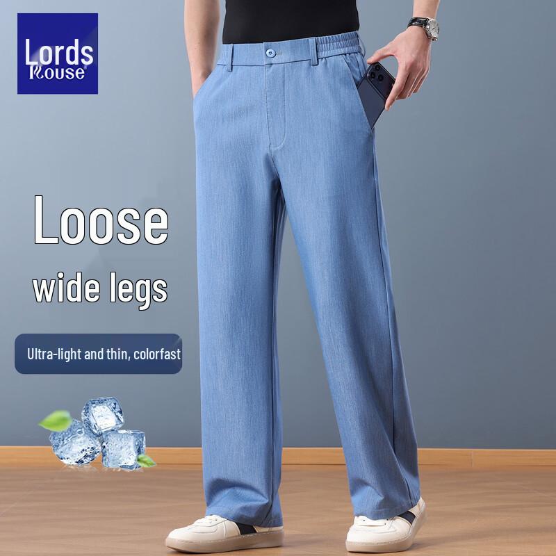 Men s Cool Ice Silk Loose Straight-Leg Jeans 4XL
