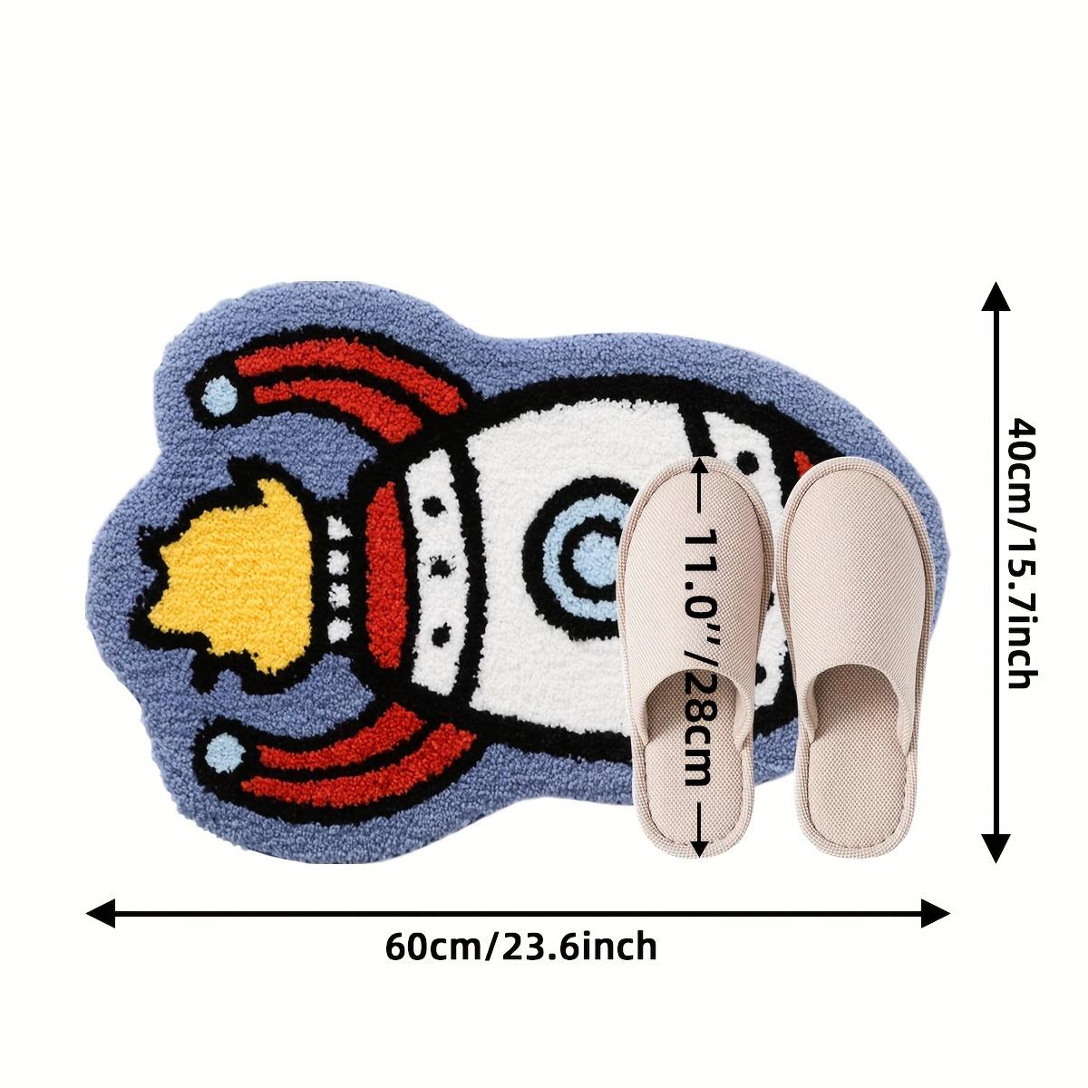 

1pc Space Rocket Ship Bedroom or Bathroom Carpet, Anti slip And Machine Washable, 100% Polyester Bathroom Mat; Decorative Area Carpet 40x60cm