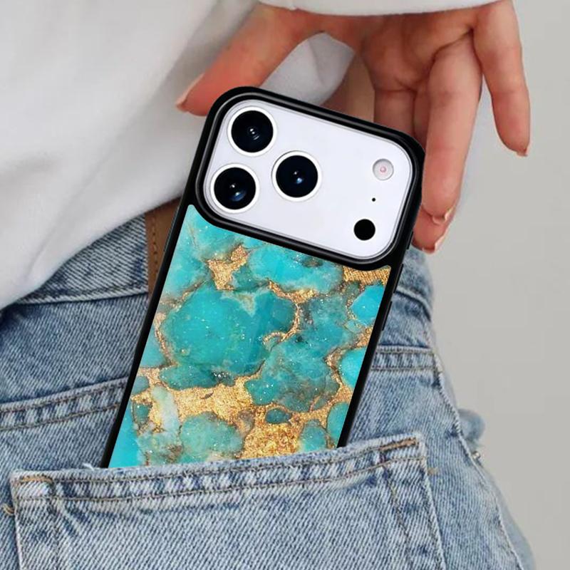 Turquoise Stone Marble Pattern Phone Case for iPhone 17ProMax 12 13 14 15 16e 17 Pro Max Plus Air Cover