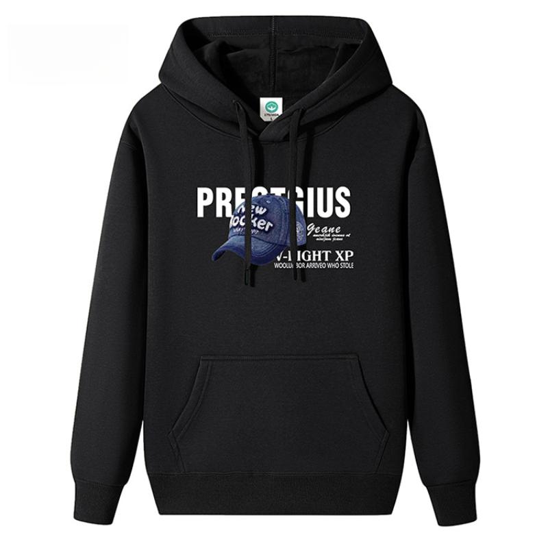 

QICED Осенне-зимний худи для мужчин с капюшоном, теплый, на подкладке и утолщенный пуловер, свободный худи большого размера для мальчиков, трендовый XXXXXL чёрный