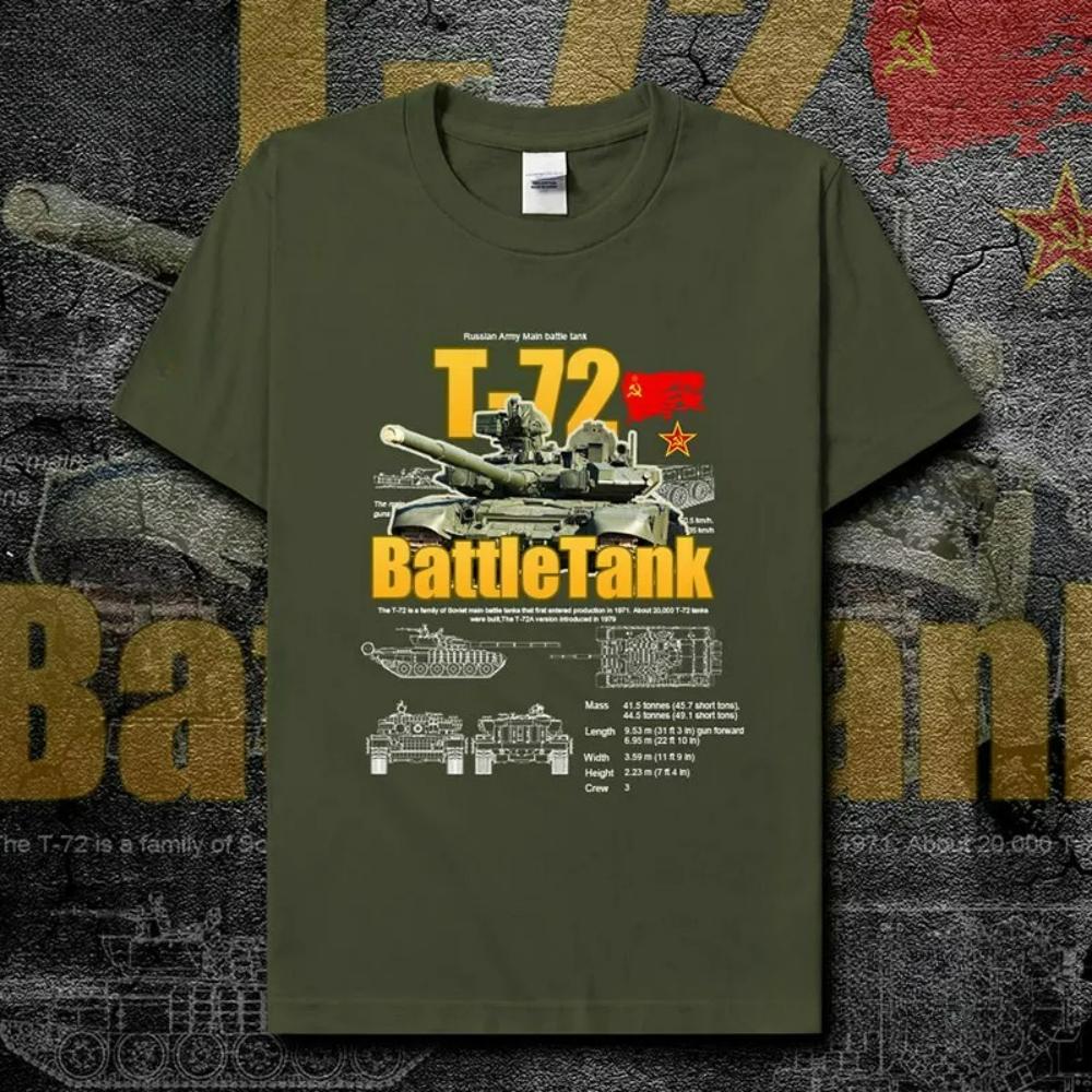Cold War Military Equipment Soviet Union T72 Main Battle Tank Printed Mens TShirt Summer Cotton Short Sleeve ONeck T Shirt New