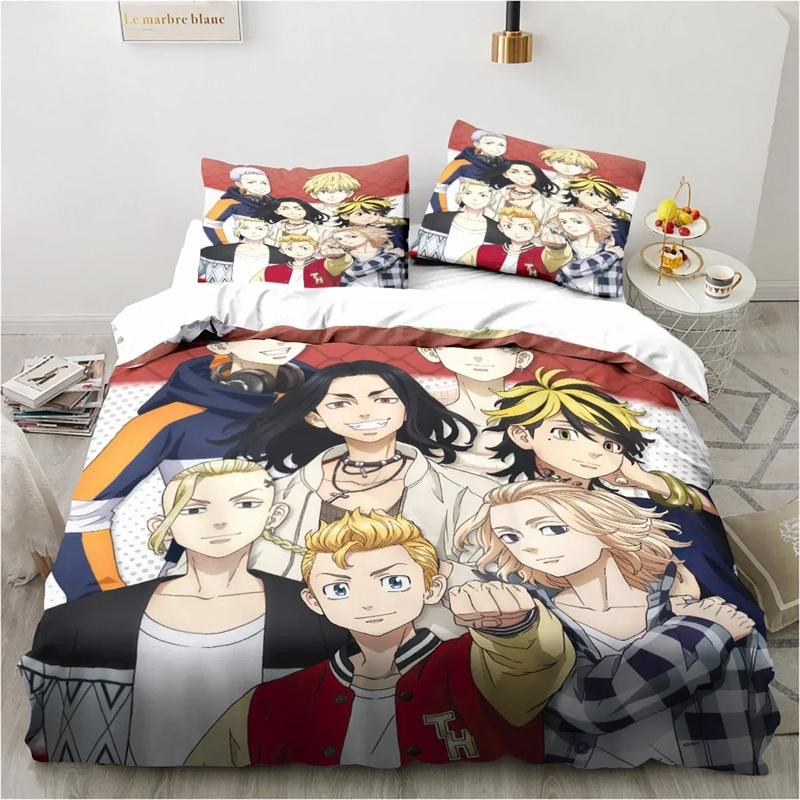 Anime Tokyo Revengers Ryuguuji Ken Sano Manjiro Bettbezug Cartoon Bettwäschesets Bettset Steppdecke Bettdeckenbezüge Heimtextilien
