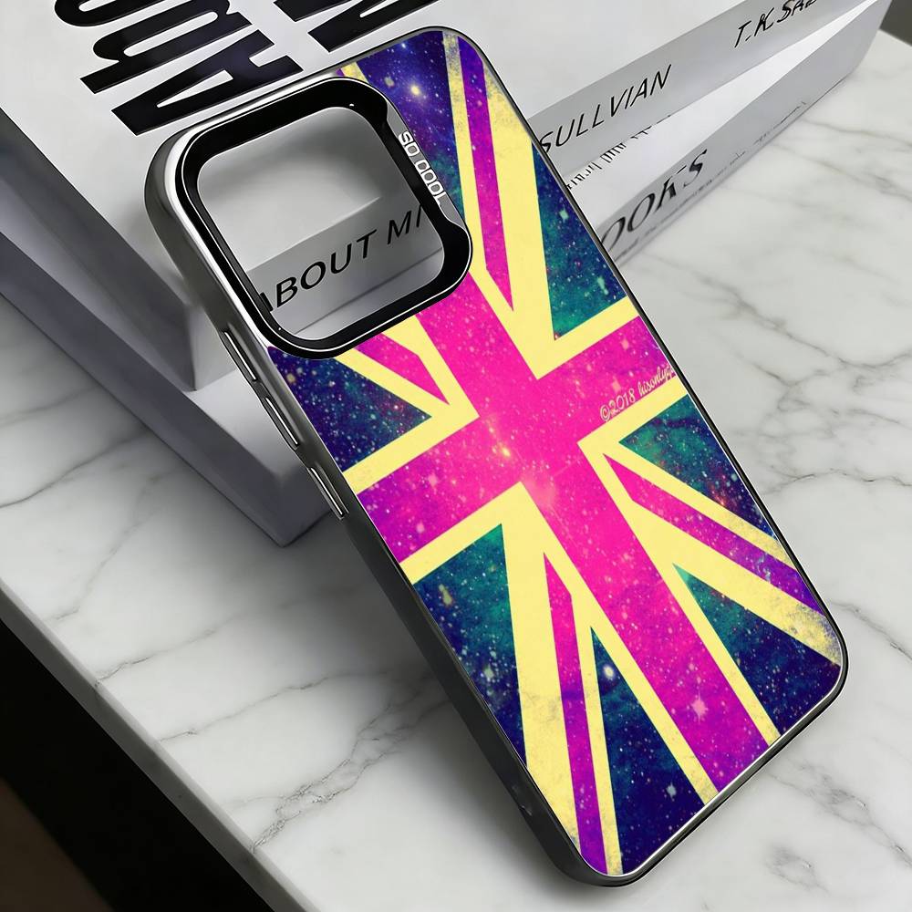 British National Flag Culture Phone Case For iPhone 17,16,15,14,13,12,11 Plus,Pro Max,XS,Colorful Silver Phone case Funda Cover