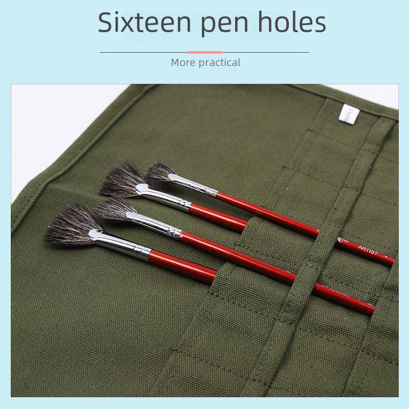 Painter's Canvas Brush and Pen Storage Bag for Gouache, Watercolor, and Oil Painting Supplies