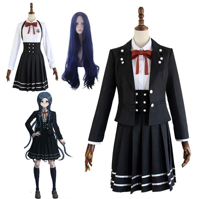 V3 Danganronpa Anime Shirogane Tsumugi Uniform Cosplay Costume Suit Jacket Wig