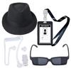 Secret Service Costume Accessories Set Agent Costume Earpiece Necktie Work Permit Caps Sunglass for Halloween Cosplay