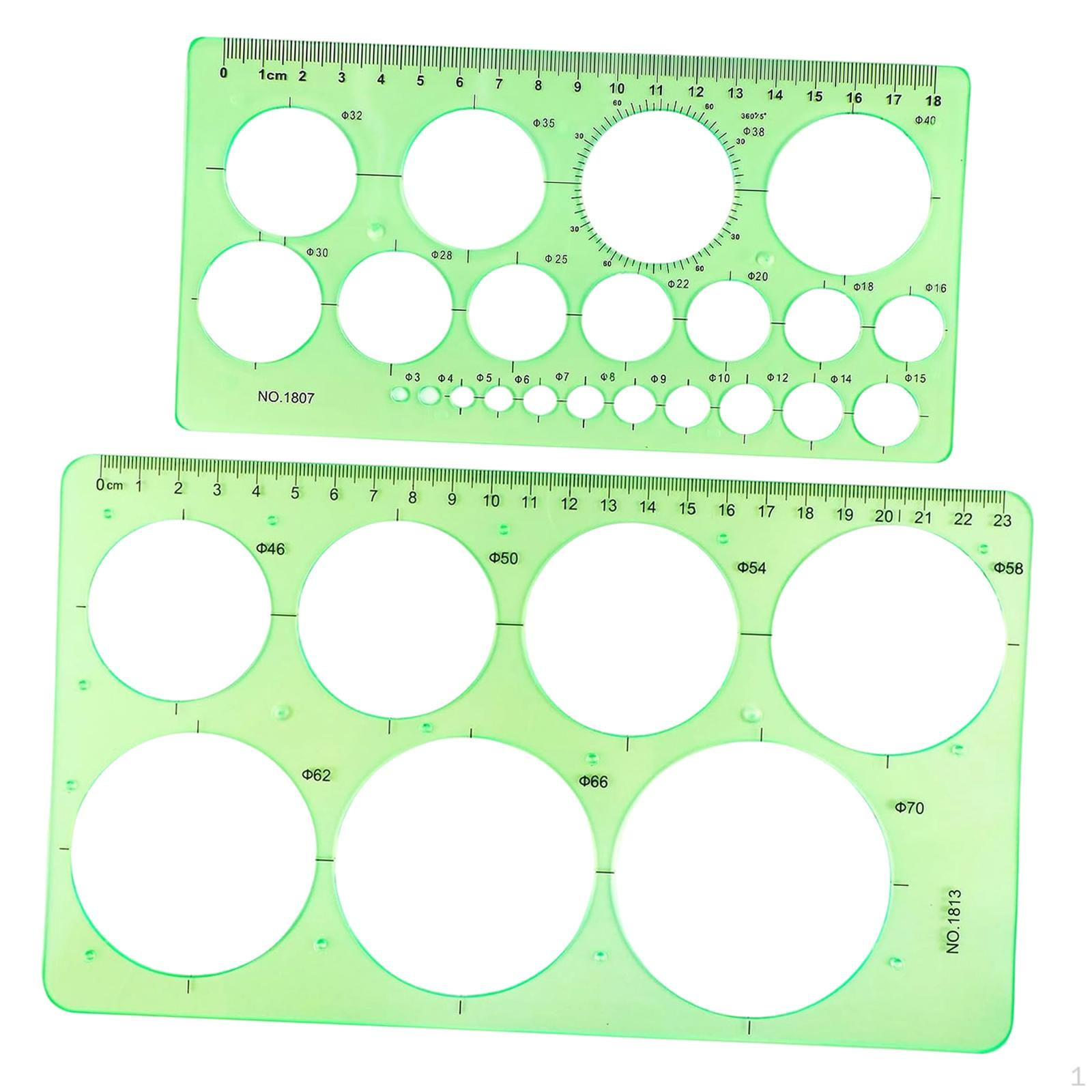 

Circle Template Geometry Measuring Ruler Construction Stencil Drawing for Student Office Use 2Pcs