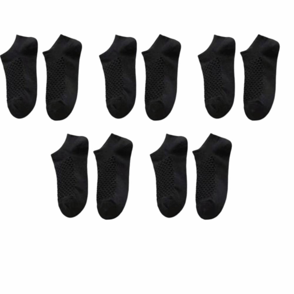 Sweat-Absorbing Short Hole Sock Hollow Design Ankle Socks Comfortable Men s Socks Male and Female 5Pairs чёрный