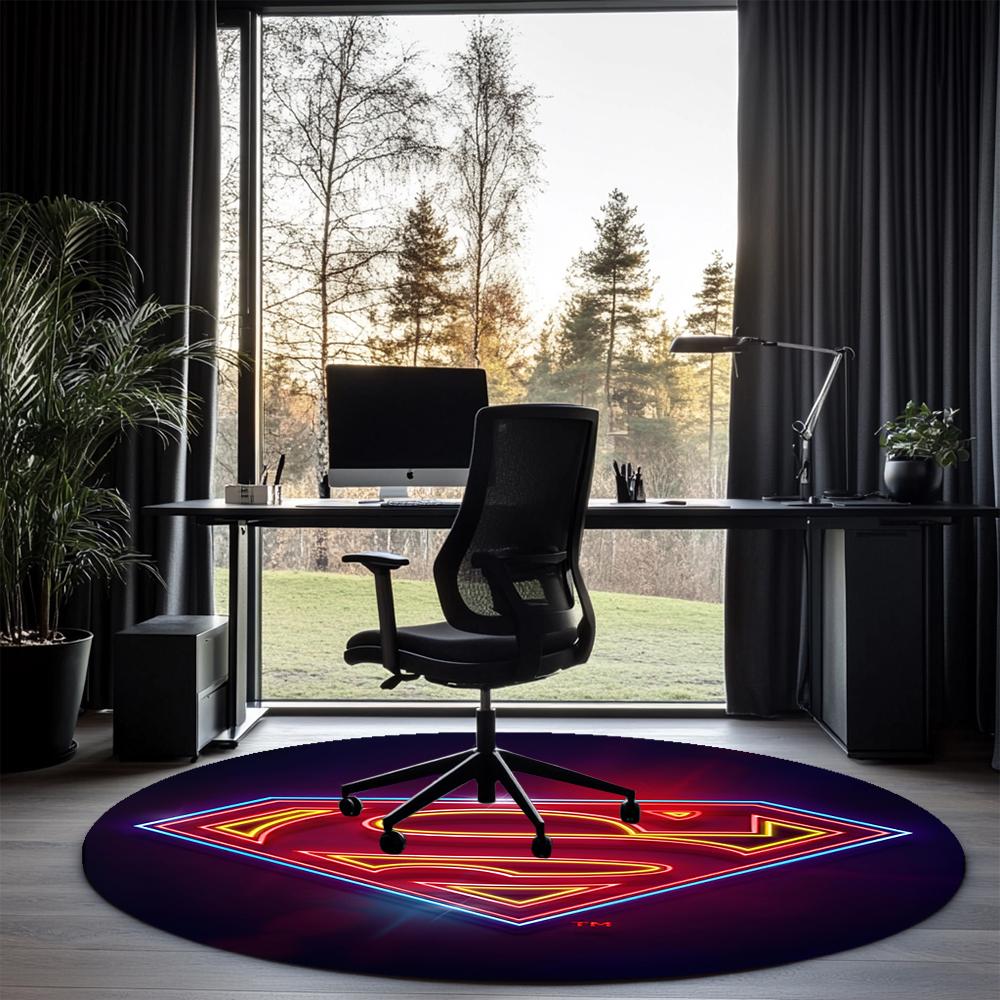 SUPERMAN Printed Round Rug Carpet Chair Rug Area Rug Entryway Doormats,for Office Chair Living Room Bedroom Kitchen Room.