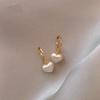 Luxurious Mermaid Princess Heart Earrings with Real Gold Plating and Shell Pearls