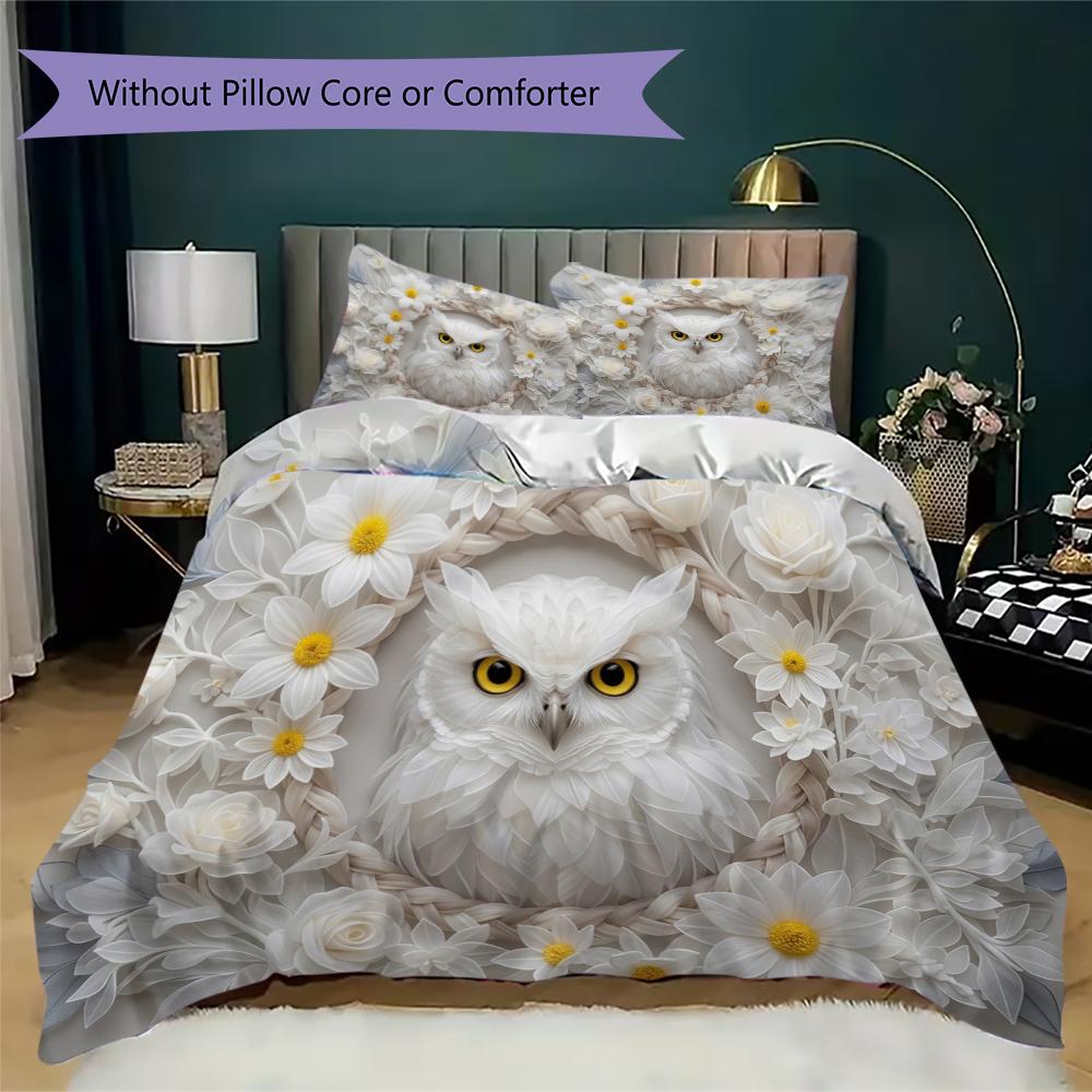 Owl Pattern Bedding Uilt Set Uilt Cover Pillowcase Home Decoration Birthday Gift (1 * Duvet Cover + 2 * Pillowcase Without Core)67