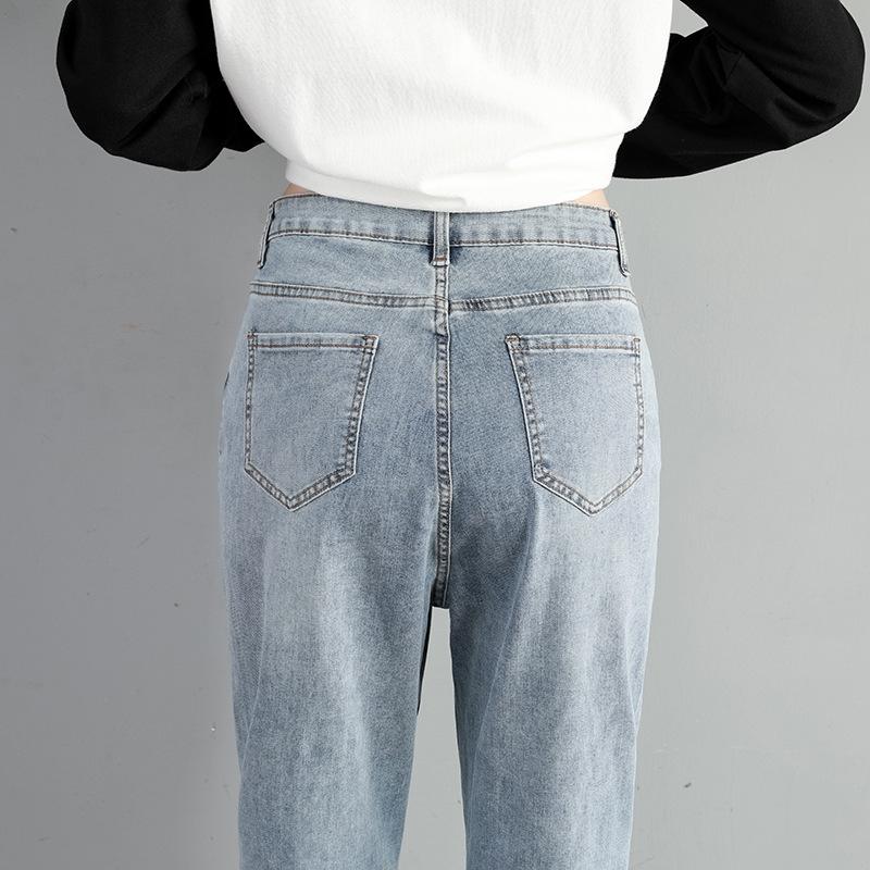 Pantaloni drepți largi Little Fat de damă de mărime mare Blugi elastici cu talie înaltă