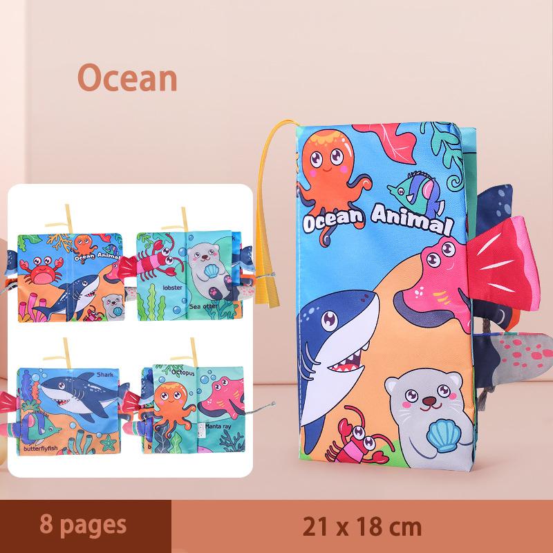 Baby Books Montessori Toys Waterproof  Soft Cloth Books 3D Animal Cognitive Infant Early Learning Educational Fabric Books Toys