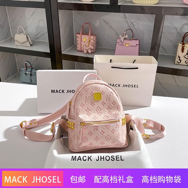 Large Capacity Pink Backpack Fashion Studded Small Shoulder Bag Daily Use