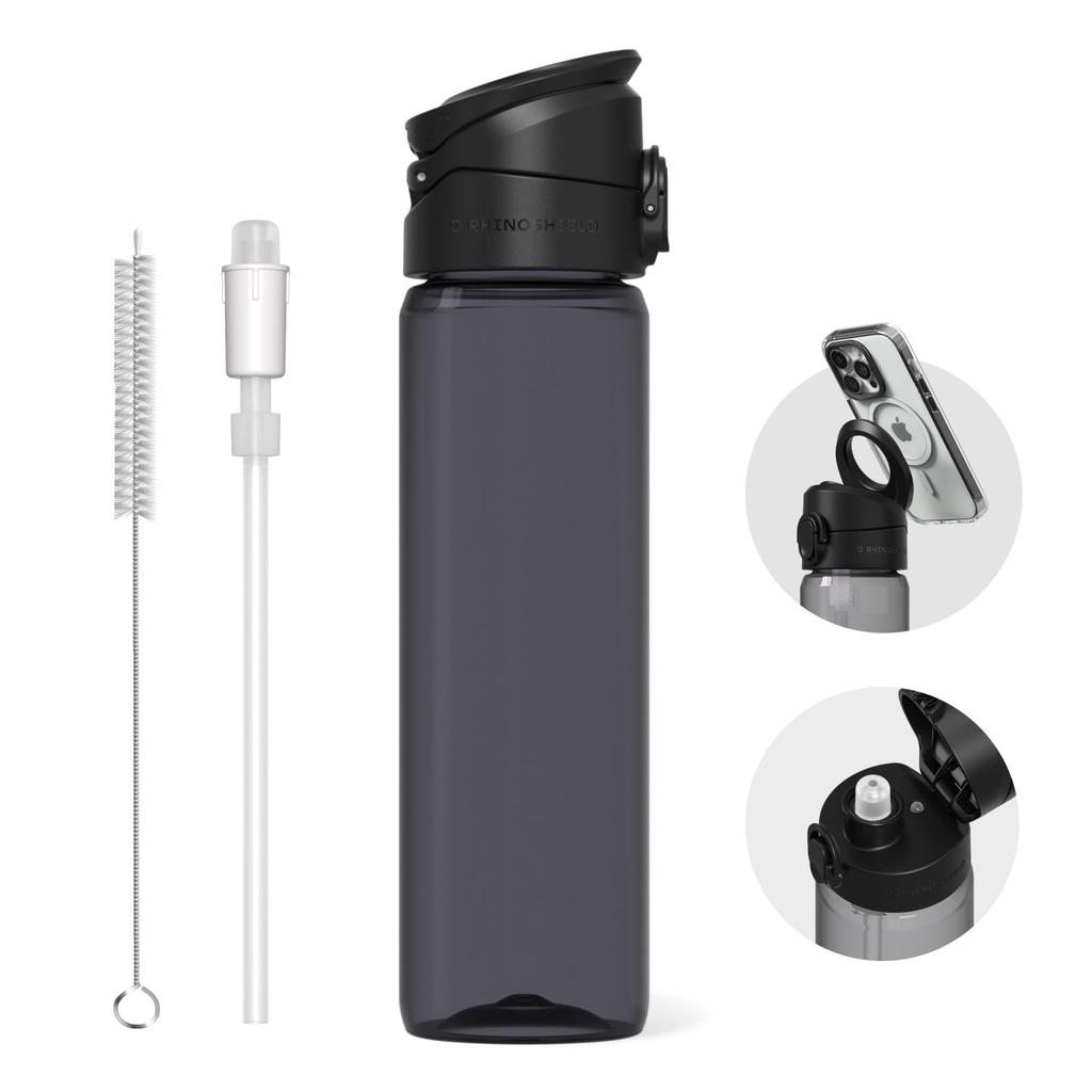 RHINOSHIELD AquaStand Magnetic Bottle, 800ml Tritan Water Bottle with Straw, MagSafe Compatible Handle, Sports Bottle, Adjustable Tripod, Smartphone