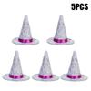 5Pcs Mini Felt Witch Hats Small Wizard Hat Decor For Wine Bottle Cup Table Ornament Halloween Party Bar Home Scene Decoration