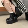 2025 autumn and winter new round head low tube thin Martin muffin thick-soled short boots fashion belt buckle women's short boots