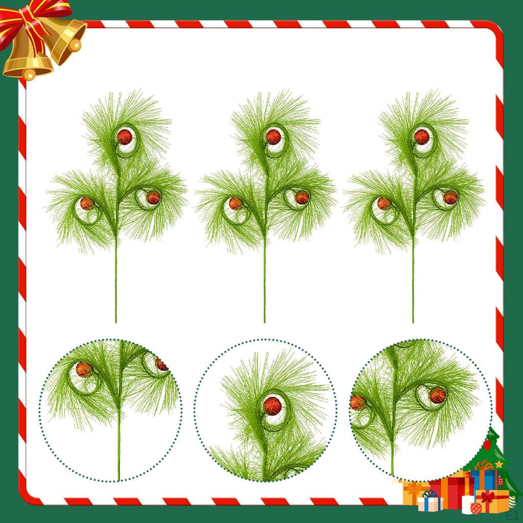 3x Weihnachtskugel-Picks Grasdeko mit Kugeln Rot Grün Büro, Hochzeit, Tafelaufsatz, Party Zuhause