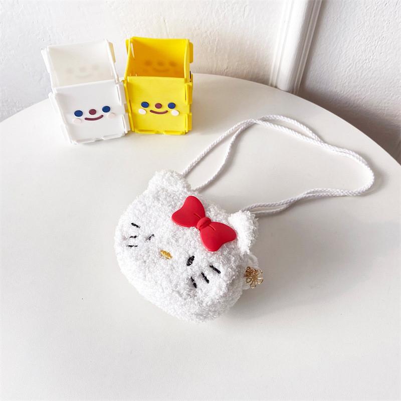 Hello Kitty Cartoon Plush Mini Crossbody Bag For Kids With Zipper Closure