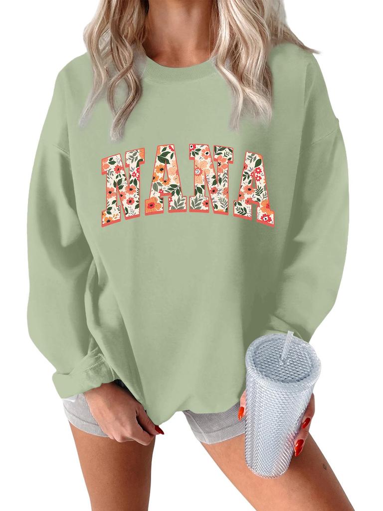 European Style Floral Grass Pattern Thick Warm Hoodie - Women's Round Neck Long Sleeve