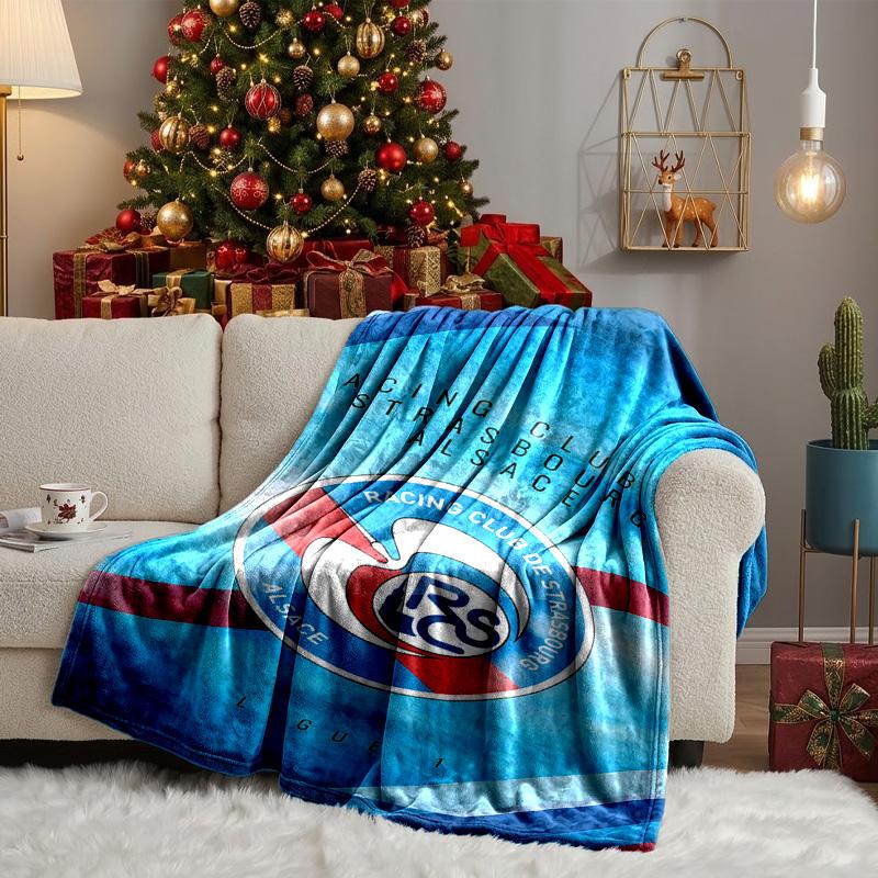 Football Strasbourg Crest Blanket Lightweight Ideal Bedding Blanket Perfect for Travel, Camping, Living Rooms, Offices, Sofas, Fan Christmas gift