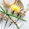 Yellow Calla Lily, White, Coming-of-Age Ceremony, Hair Ornament, Dried Flowers, Mizuhiki (decorative cord), Gold Leaf, Japanese Traditional Clothing,