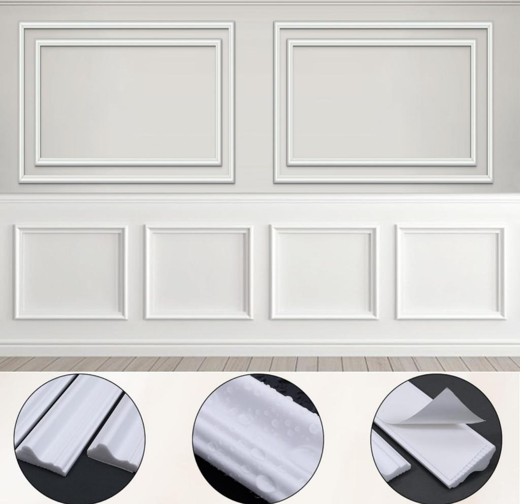 1pc Peel and Stick Wall Molding Kit,Premade Self Adhesive Wainscoting Panels,Ready To Assemble Accent Molding Trim for Interior