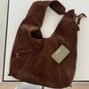 Vintage Suede Designer Tote Bag Autumn Half Moon Hobos Women Shoulder Bag Frosted Handbag Fashion Shopper Purses