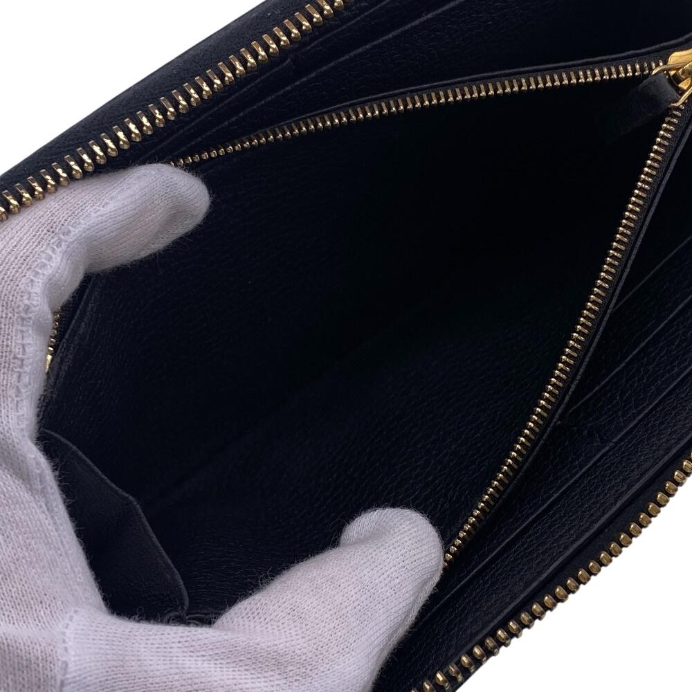 GUCCI 658691 Zip Around leather Purse black leather unisex Used