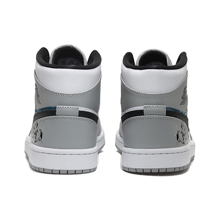 Jordan Air Jordan 1 Abrasion Resistant Slip Resistant Mid top Vintage Basketball Shoes Men's Smoke Gray 554724-092(Team181-)