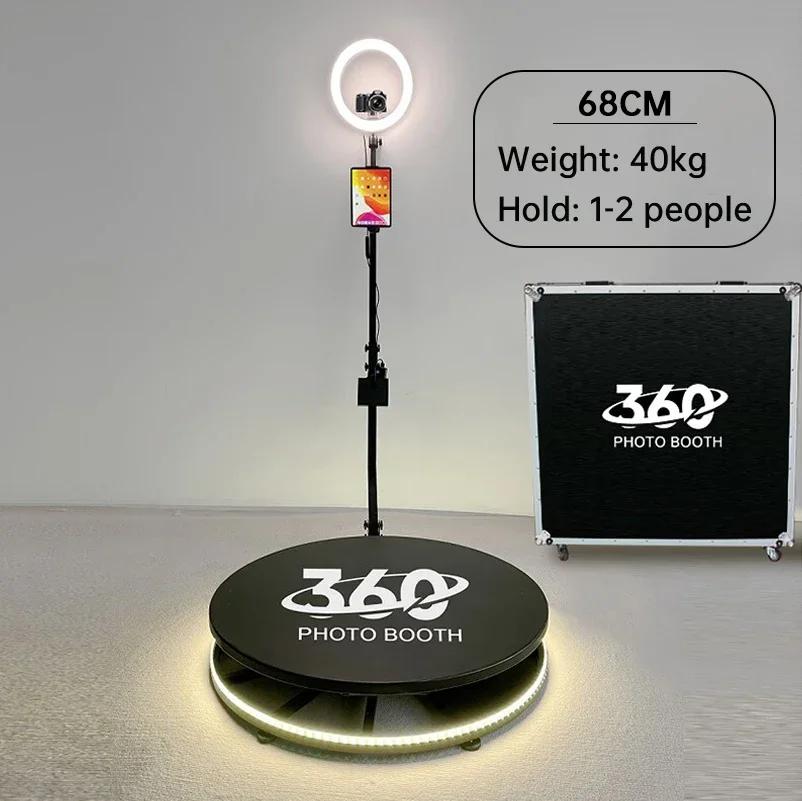 360 Video Photo Booth Machine with Ring Light,Free Logo,360 Automatic Rotating Selfie Photobooth with Flight Case